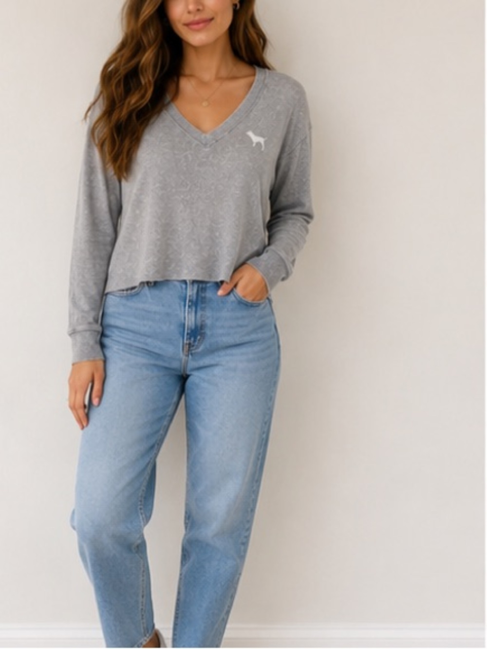 Victoria’s Secret PINK Waffle Knit Long Sleeve Top
